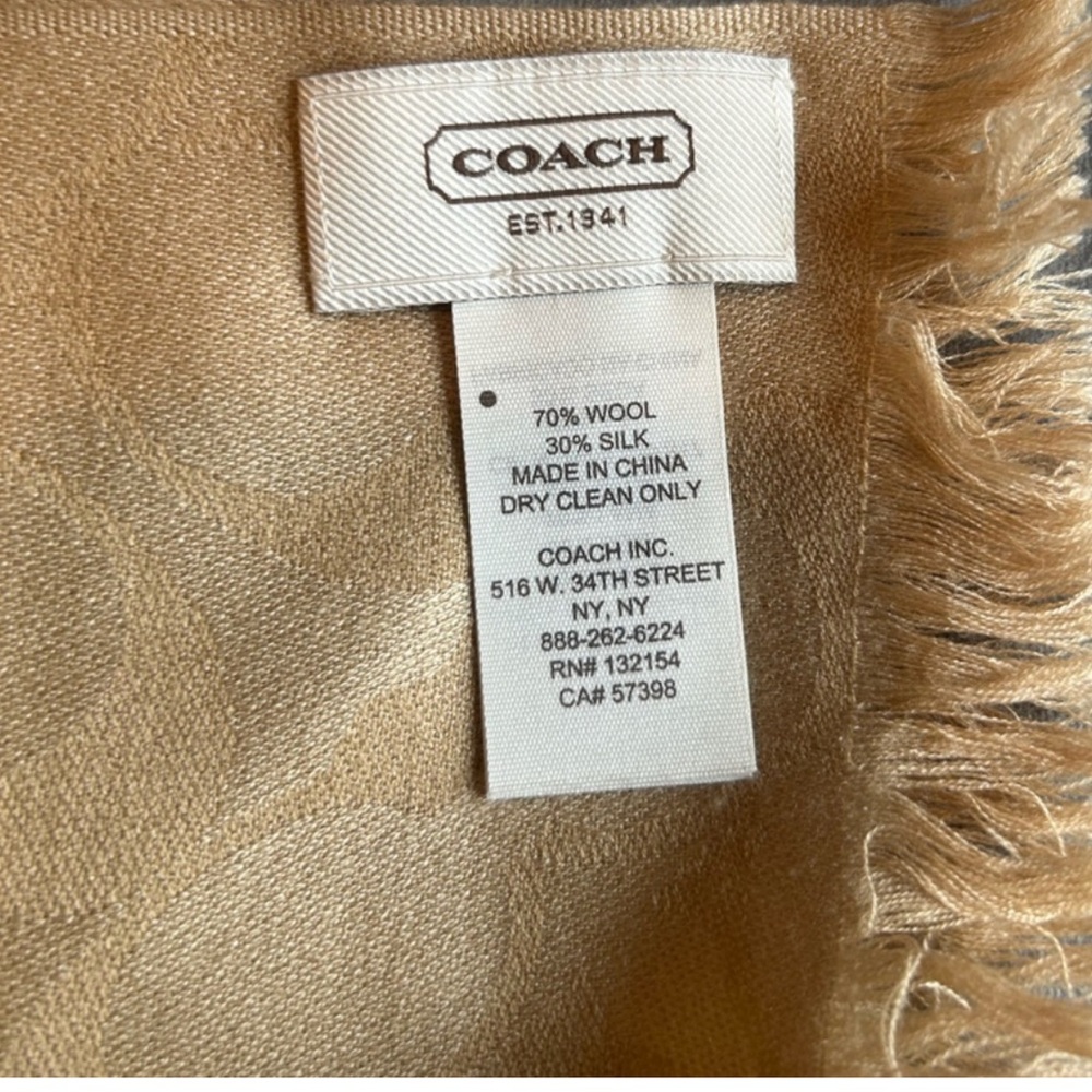 Coach Signature Scarf Tan - Picture 6 of 7